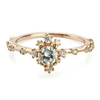 Wedding Ring Rings Handmade Dainty Gold Plated Diamonds Center Flower Wedding Ring