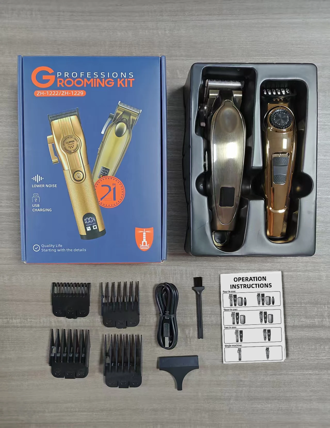 Professional USB Hair Cutter Trimmer Set for Humans Stainless Steel Blades for Household Hotel Use English Designed Barber supplier