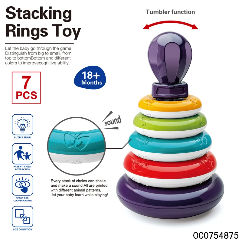 Stacks of circles stacking ring stem learning sensory toy for sale