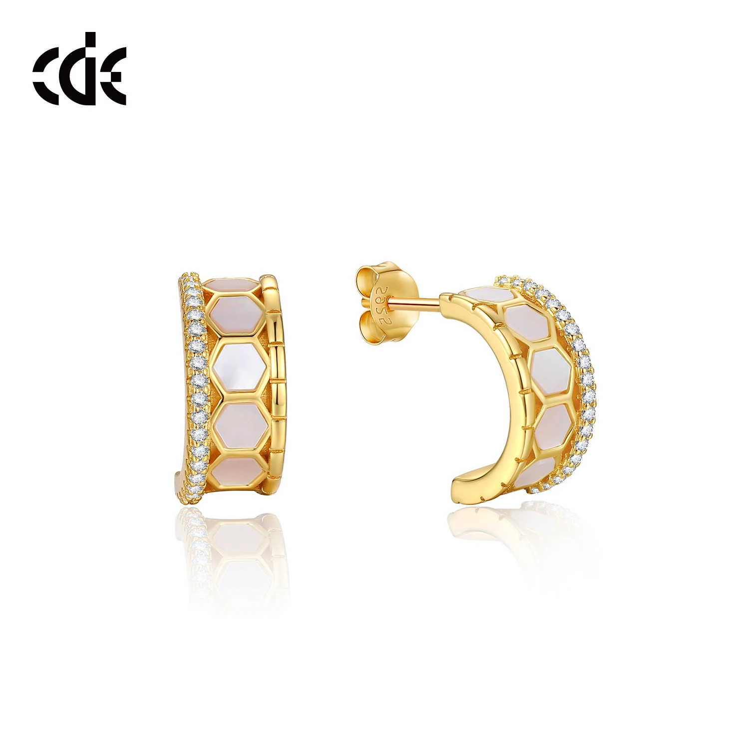 CDE YE1778 Fine 925 Silver Jewelry  Earring Joyas De Plata 925 Original Wholesale Shell Rose Gold Plated Stud Earrings