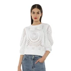 Top Crochet Long 2020 Sexy Transparent Hollow Top White Crochet Braided Ladies Long Sleeved Sweater
