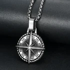 Pendant Custom 316 Stainless Steel Mens Jewelry North Viking Cross Pendant Compass Necklace Men