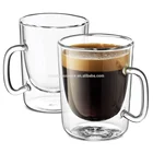 Coffee 5oz 6oz 8oz 9oz 12oz Double Wall Caffe Glass Cup Latte Espresso Cappuccino Glass Coffee Mug