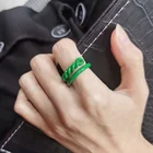 Personalized Fashionable Non-fading Green Drip Enamel Metal Twist Spiral Enamel Rings