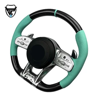 Green leather electroplating modified steering wheel for Mercedes Benz C GLC E S CLS AMG ZC-809-T-Y003