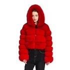 Sleeve Winter Casual Thick Long Sleeve Windproof Fur Jacket Winter Warm Women Fox Fur Hooded Coat