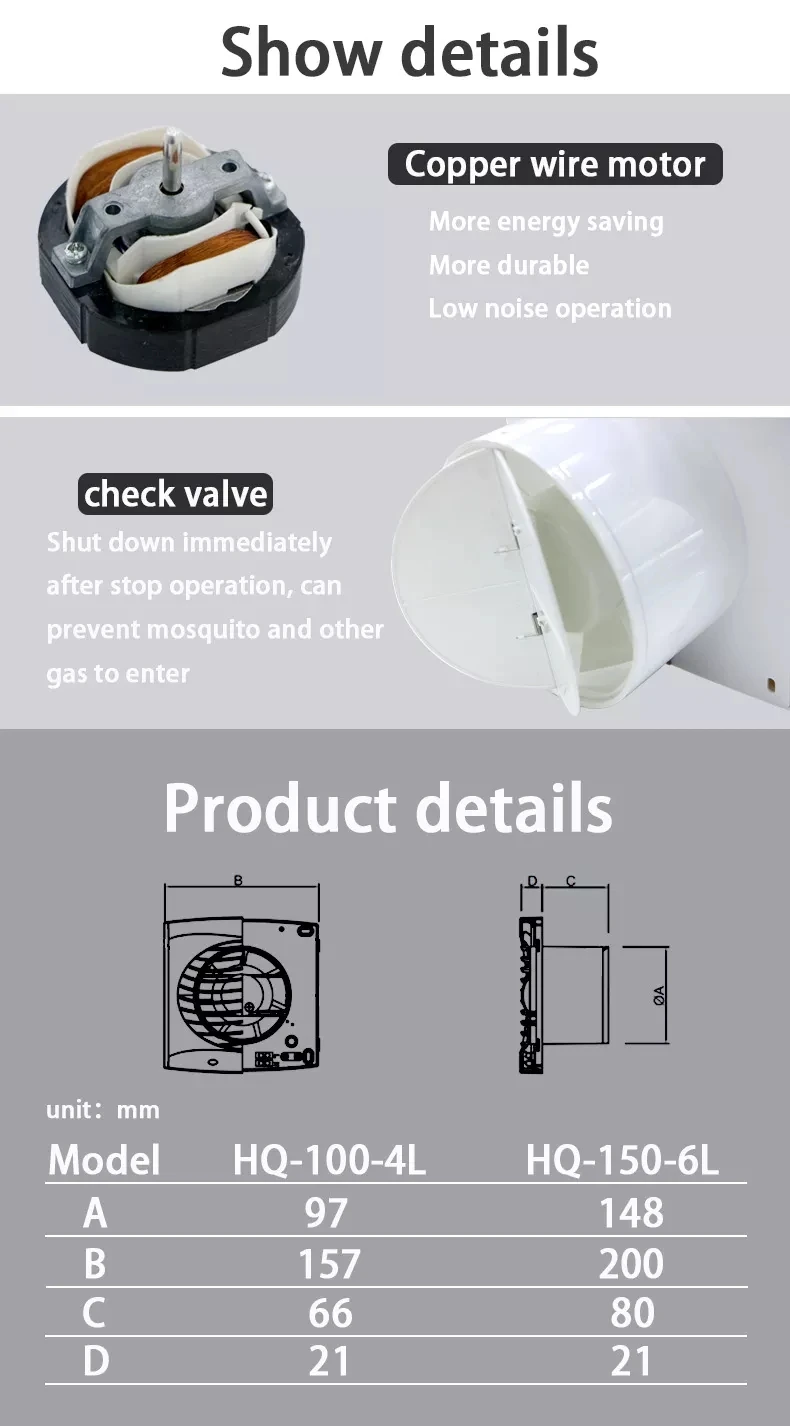 Abs Bathroom Extractor, 220~240V, Plastic - detail 24