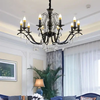 Factory Direct Sale Adjustable Light Large Round Black Europe And America   Chandeliers Lighting