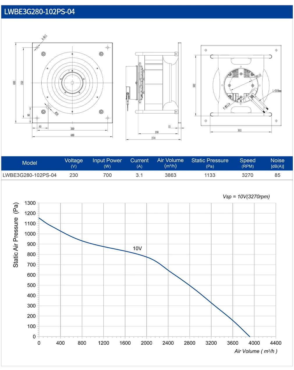 Plenum Fan, LONGWELL, 280mm, Centrifugal - detail 8