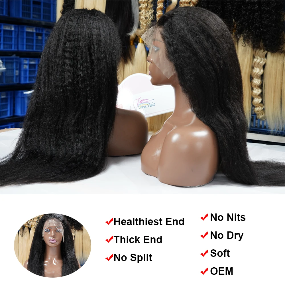 Human Hair Wigs Pre Plucked With Baby Hair,Brazilian Remy Yaki Lace Frontal Wigs Wigs,Kinky Straight Frontal Wig 13x4 Lace Front