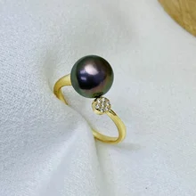 Fine fashion jewelry minimalist s925 silver black pearl rings sale for women