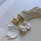 Pearl Earrings 925 Sterling Silver Metal Shell Baroque Pearl Drop Earrings