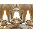 Royal Italian Style Sofa Set Solid Wood Carved Living Room Furniture