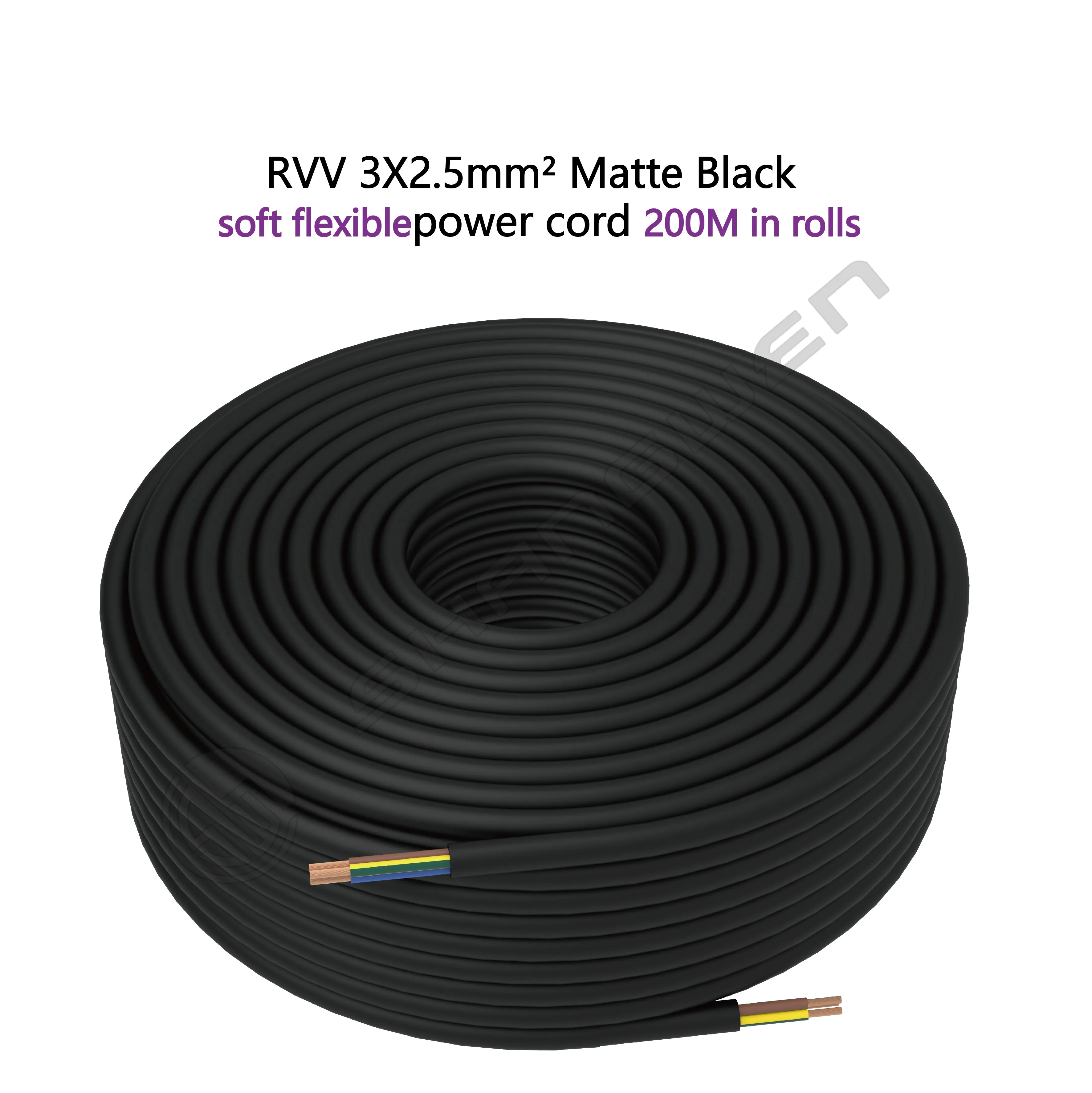 3*2.5mm² 300/500V Power Cord CE CCC VDE 3 Core Soft Sheathed Wire Copper Core Cable Standard RVV Power Cord H05RR-F 2.5mm²
