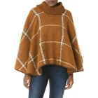 Cape Wholesale Turtleneck Collar Pullover Knitted Cape Ladies Crochet Poncho Sweater Women Winter Shawl Wrap
