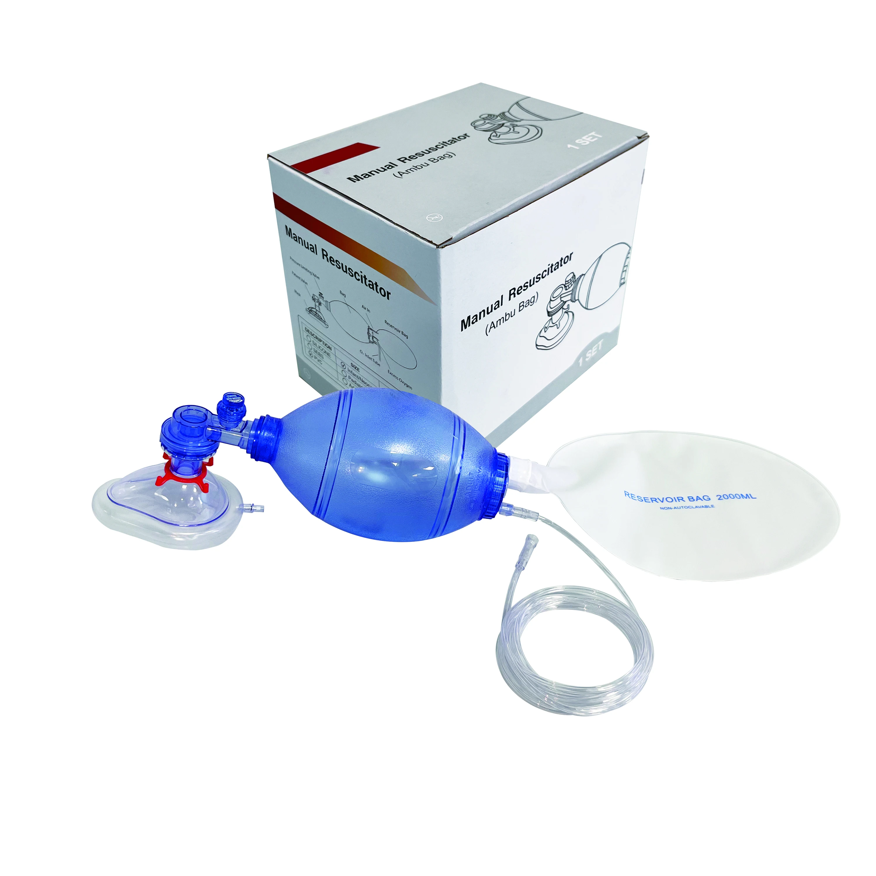 Medical Disposable Portable Adult Pediatirc Infant Use Ambu Bag PVC Silicon Manual Resuscitator Kit