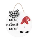 Wooden Interchangeable Gnome Sweet Gnome Wooden Door Hanger With Buffalo Plaid Ornaments Seasonal Home Sign