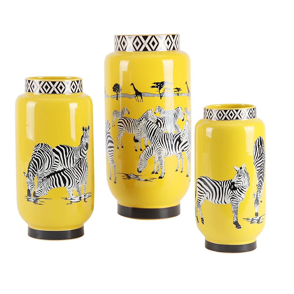 Zebra pattern storage bottles jars ceramic wholesale canister luxury home decoration vase
