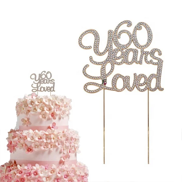 20th Anniversary Wedding Cake Topper In Silver Crystal Rhinestones 