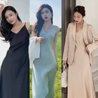 Yellow Simple Women's Black Dresses Plus Size Loose Casual Yellow Plain Women's Blue Dress