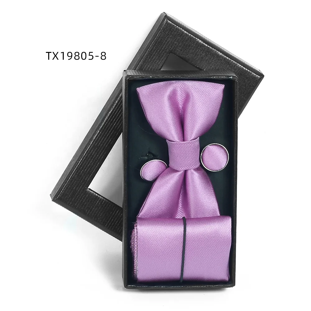 wholesale man silk tie set gift box adjustable men bow ties and