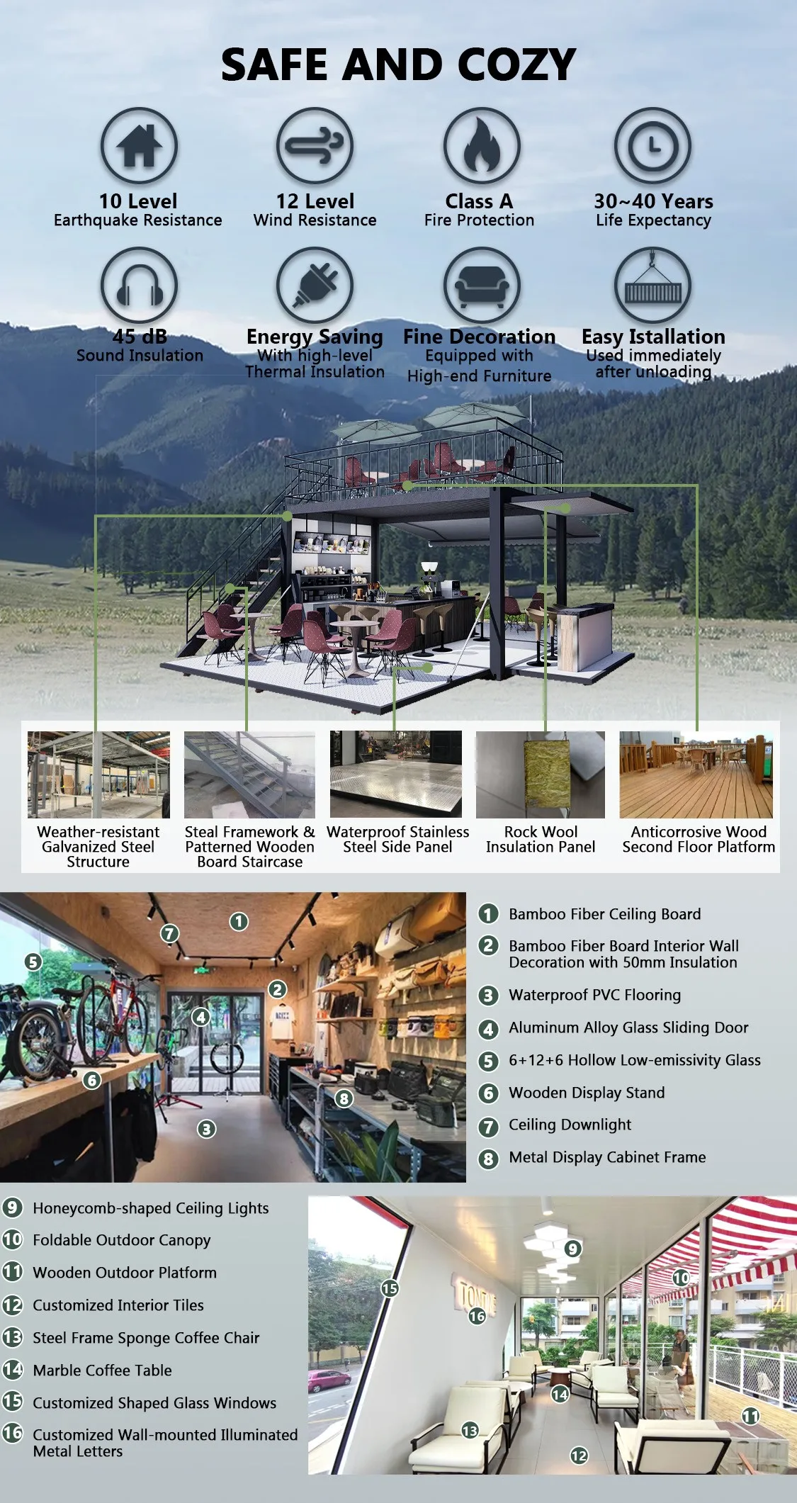 Durable Black Outdoor Modular Steel Storage Room Easy Setup Weatherproof Shipping Container House manufacture