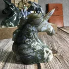 Green Agate Hand Carved Natural Green Moss Agate Unicorn Crystal Animal Carvings