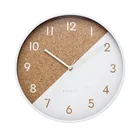 Clock Wall Clock Wooden 12 Inch Wall Clock Plastic White And Cork Wood Stitching Design For Modern Home Decoration