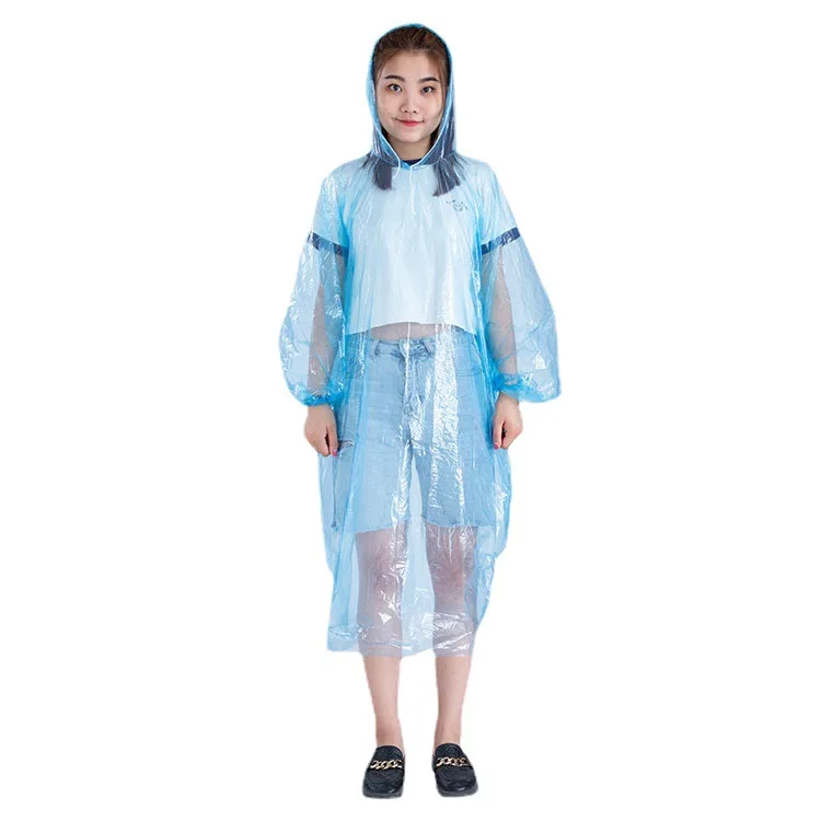 DD2255  Custom Logo Outdoor Camping Rain Wear Card Travel Rain Coat Portable Clear Raincoat Hood Clear Disposable Poncho