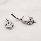 Banana Navel Piercing ASTM F136 Titanium Internally Threaded 14G Opal Zircon Curve Banana Navel Belly Cluster Piercing