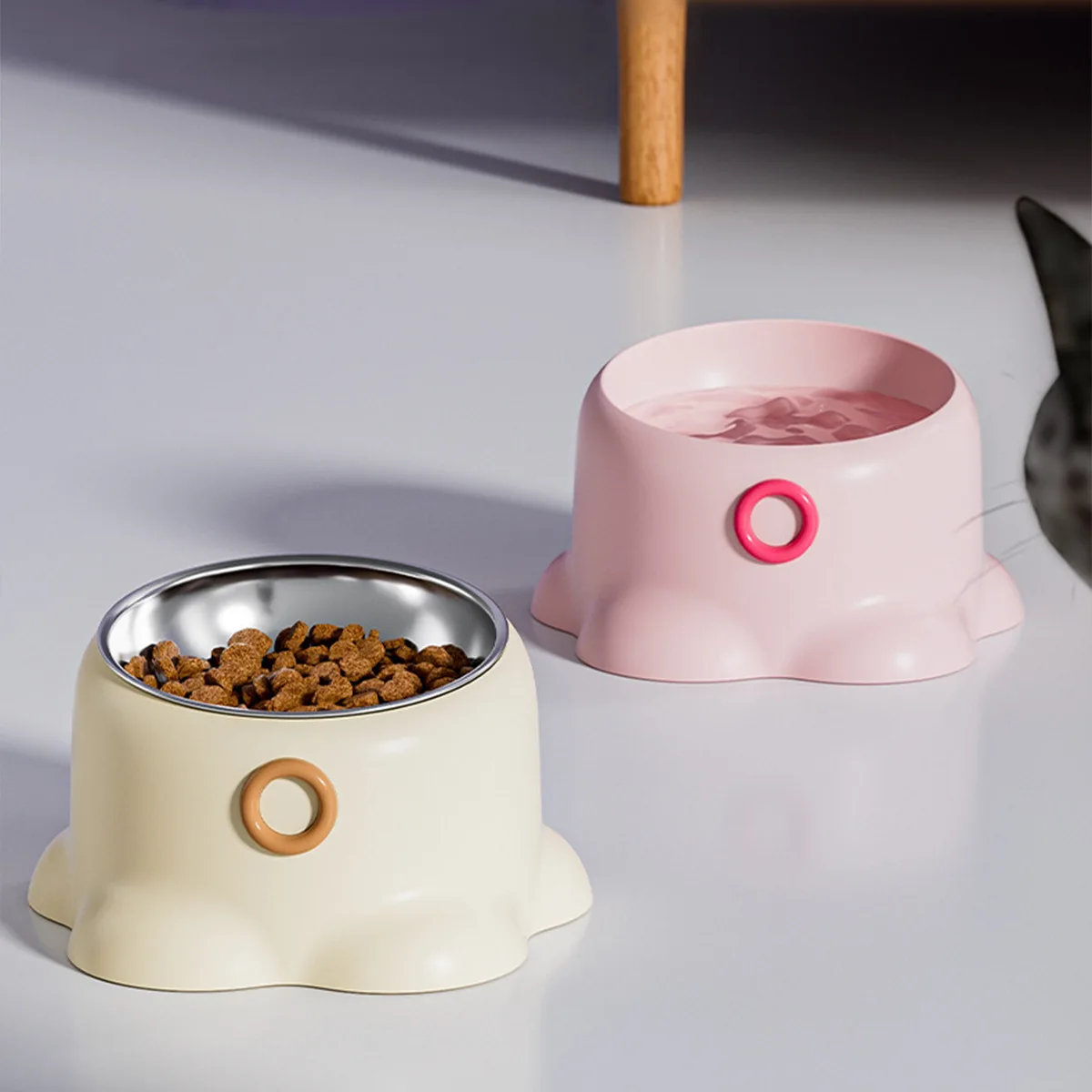 New Octopus Shaped Pet Bowl Anti-upset Plastic Stainless Steel Feeding Bowl Cervical Spine protection Drinking Bowl Pet Products supplier
