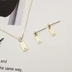 Gold Hot Sale Gold Bar Necklace Engraved Logo Letter Name Solid Gold Pendant Real 9K Gold Necklace Gift