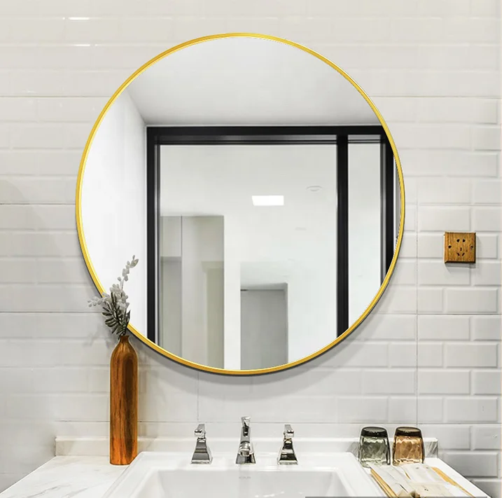 large black framed bathroom mirror