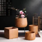 Wood Plant Hot Selling Planters High Quality Wood Grain Ceramic Flowerpot 6 Size Simulated Wood Grain Plant Pots