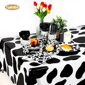 YACHEN Cow Party Supplies Farm Animals Party Supplies Cow Plates Cups Napkins for Kids Party Baby Shower Birthday Decorations