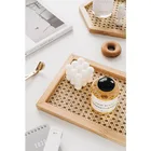 Wooden Tray Japanese Style Custom Logo Handmade Natural Vintage Rattan Desktop Wooden Round Tray