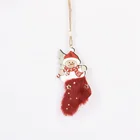 Christmas Red Wooden Christmas Socks Hanging Pieces Christmas Socks Shape Snowman