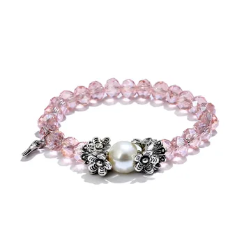 CYS004 Trade Assurance Fashion New Design Colourful Crystal Beads Bracelet Pearl Flower Beaded Women's Jewelry