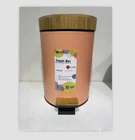 Bin 3liters Body Powder Coating Lid With Bamboo And Pedal With Bamboo Round Stainless Steel Pedal Trash Bin For Indoor