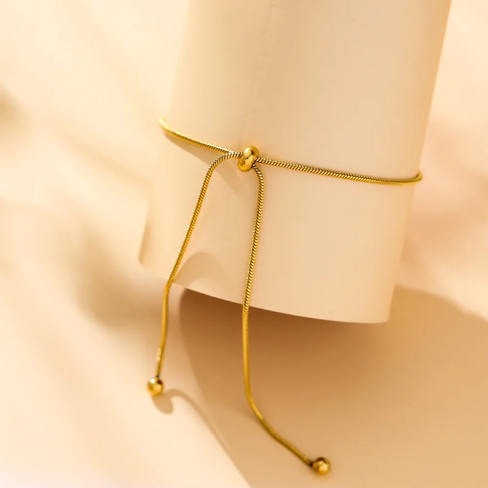 Minimalist jewelry stainless steel bracelet anklet gold snake bone chain adjustable  fashion luxury women's accessories