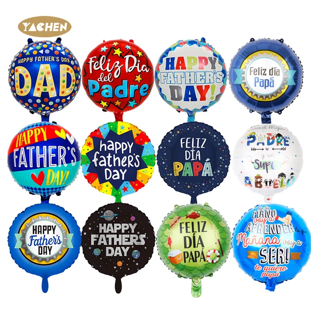 YACHEN Wholesale 18 inch Round Star Square Shaped Happy Fathers Day Mylar Foil Balloons Fathers Day Party Decorations