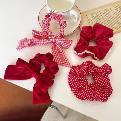 Sweet Lovely Pretty Fashion Red Hair Scrunchies Hair Ties Hair Accessories for Girls
