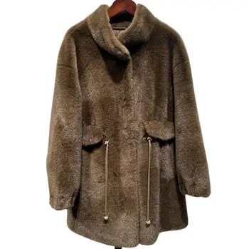 Fashion Winter Warm Women's New Fur-Integrated Long Faux Fur Coat Mink Women's Mid-Length Fur Coats For Ladies