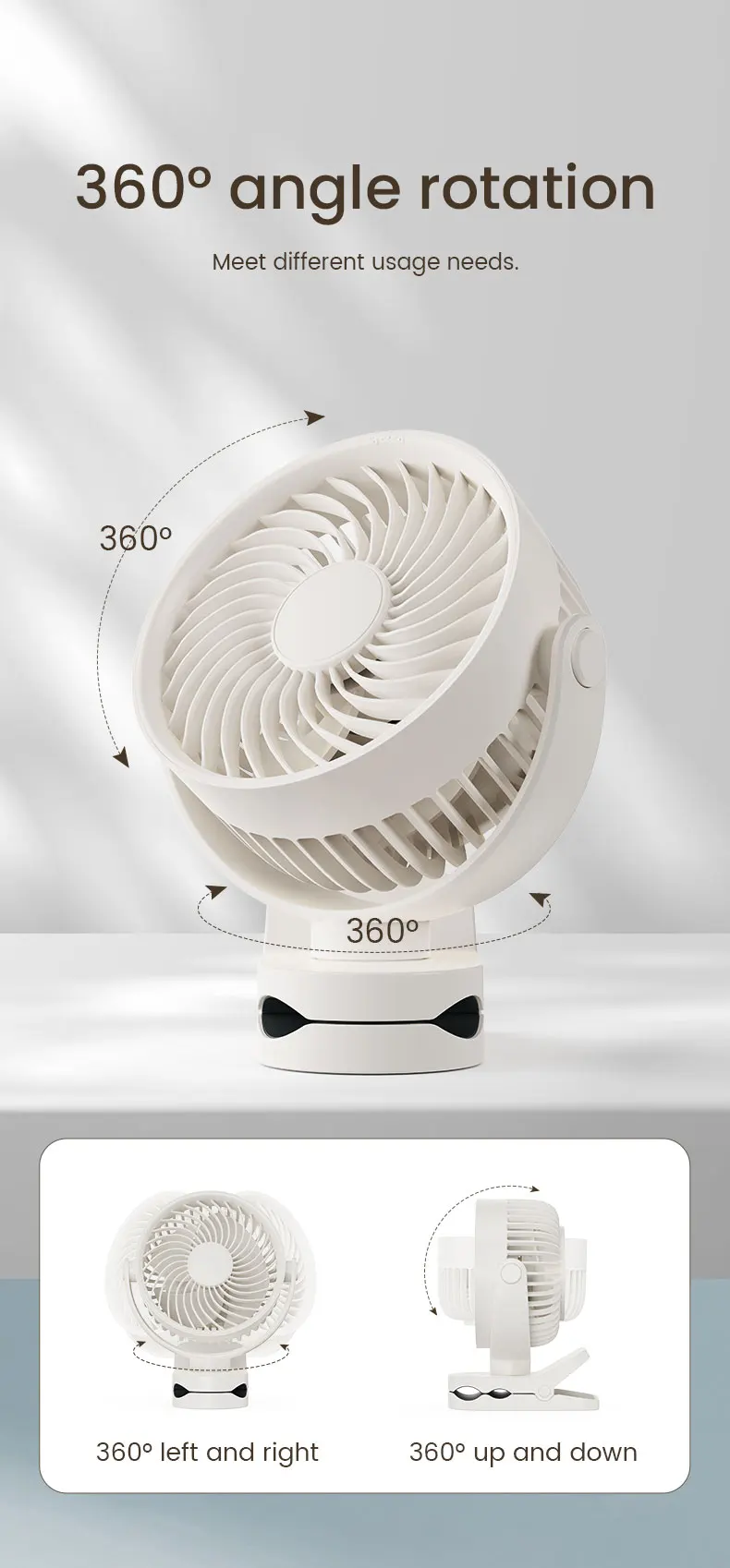 Usb Rechargeable Electric Fan, Portable, 5 V, Battery - detail 16