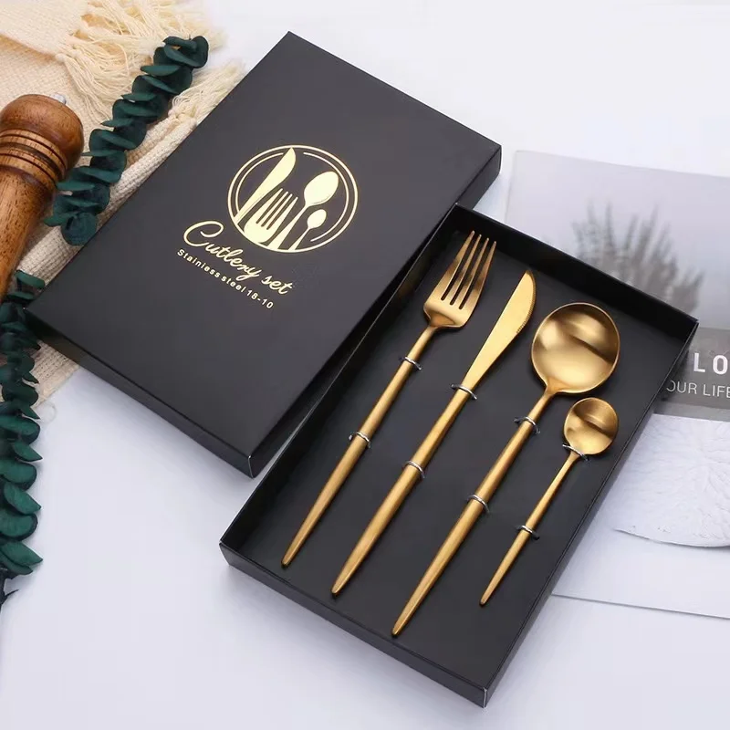 Hot Selling High Quality Stainless Steel 304 Gold Plated Cutlery Set Includes Fork Spoon Knife-Kitchen Flatware