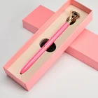 Metal Pen Metal Higher End Luxury Metal Business Pen Box Big Diamond Crystal Ballpoint Pen Custom Logo Printing