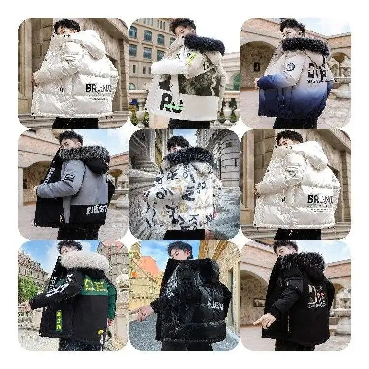 Custom embroidery logo mens windproof work wear waterproof winter padded quilted bubble down puffer jacket