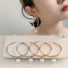 Pearl Hoop Earrings Silver Trendy Pearl Hoop Earrings Big Brass Hoop Earrings For Women Gold Silver