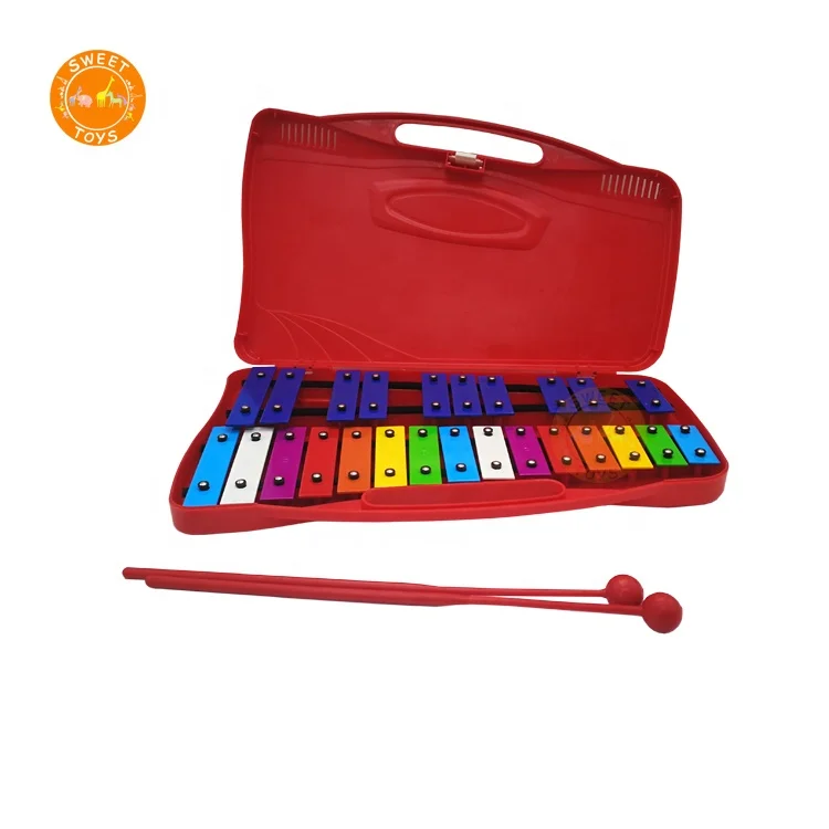 Xylophone 25 Note Chromatic Glockenspiel in a Red Plastic Case 