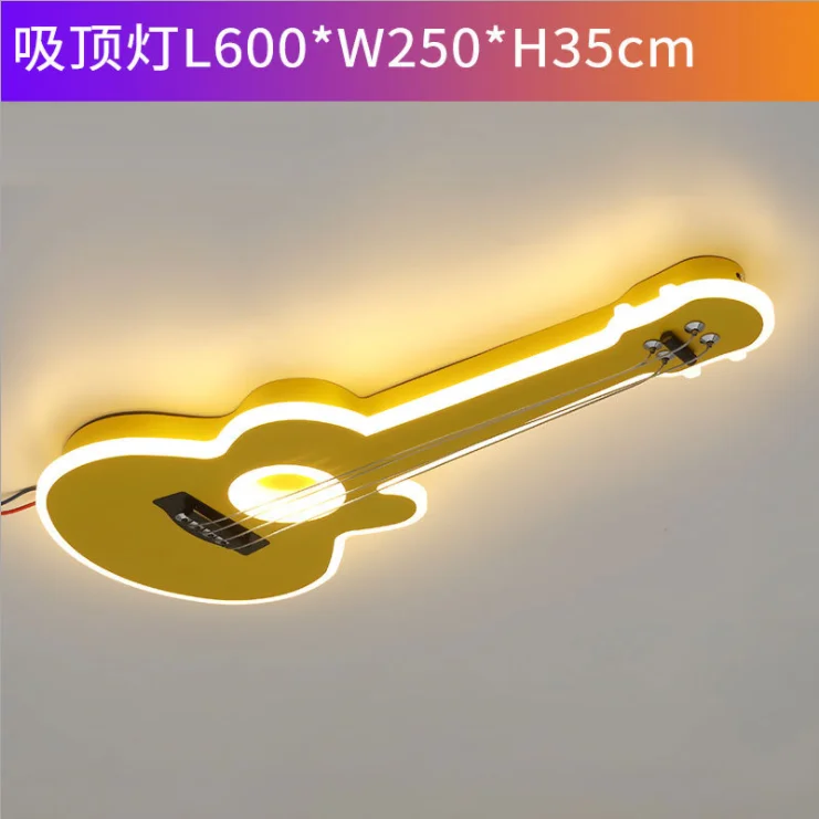 Children Guitar Ceiling Lamp Remote Control Kids Room Bar Home Party Dimmable Atmosphere RGB Led Ceiling Chandelier